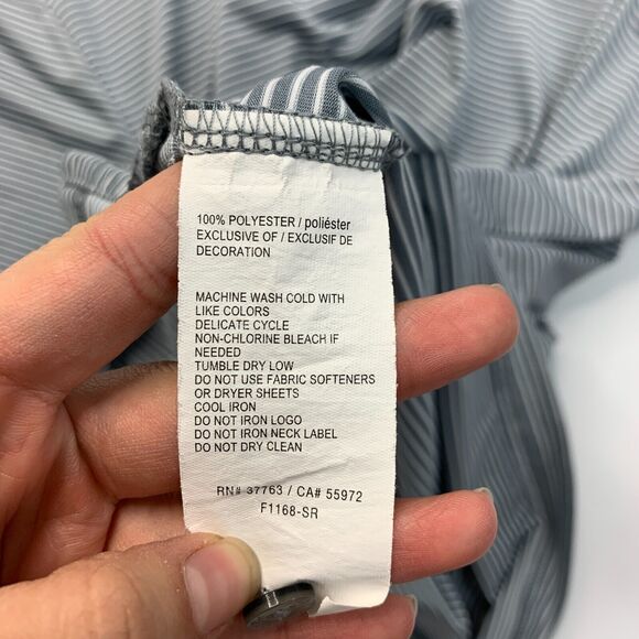 PGA Tour Golf Polo Shirt Mens XL Gray Striped Lightweight Performance Side Vents - Picture 8 of 10